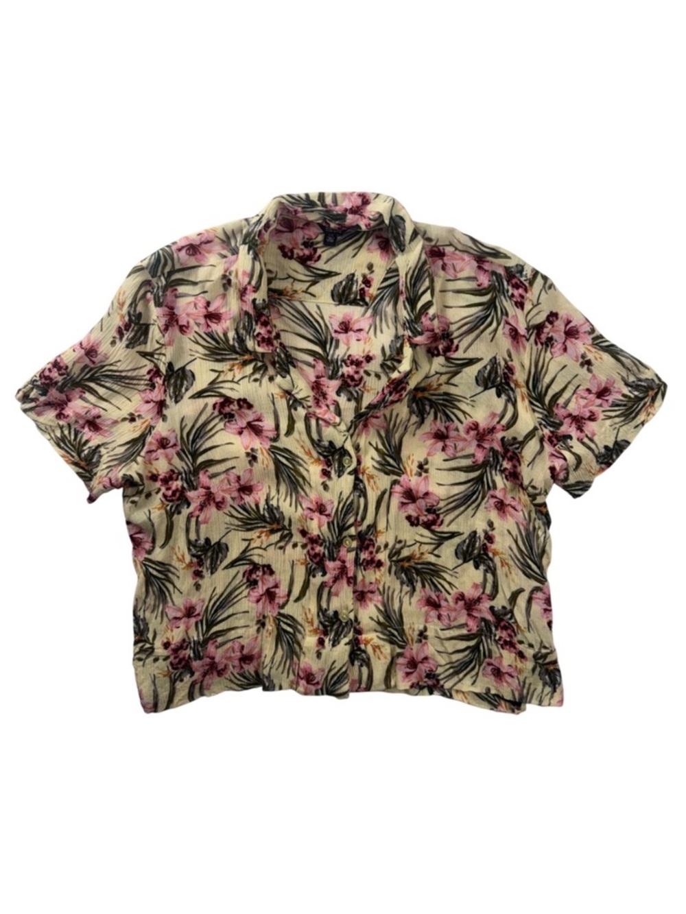 Buffalo David Bitton Floral Button-Down Shirt in Cream and Pink